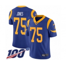 Men's Los Angeles Rams #75 Deacon Jones Royal Blue Alternate Vapor Untouchable Limited Player 100th Season Football Jersey