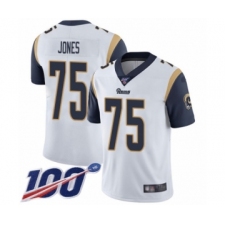 Men's Los Angeles Rams #75 Deacon Jones White Vapor Untouchable Limited Player 100th Season Football Jersey