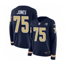 Women's Nike Los Angeles Rams #75 Deacon Jones Limited Navy Blue Therma Long Sleeve NFL Jersey