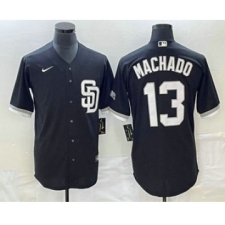 Men's San Diego Padres #13 Manny Machado Black 2023 Cool Base Stitched Jersey 1