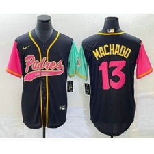 Men's San Diego Padres #13 Manny Machado Black NEW 2023 City Connect Cool Base Stitched Jersey 1