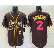 Men's San Diego Padres #2 Xander Bogaerts Number Brown NEW 2023 City Connect Cool Base Stitched Jersey