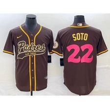 Men's San Diego Padres #22 Juan Soto Brown NEW 2023 City Connect Cool Base Stitched Jersey 1