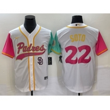 Men's San Diego Padres #22 Juan Soto White NEW 2023 City Connect Cool Base Stitched Jersey1
