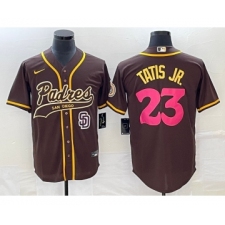 Men's San Diego Padres #23 Fernando Tatis Jr Brown NEW 2023 City Connect Cool Base Stitched Jersey 1