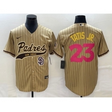 Men's San Diego Padres #23 Fernando Tatis Jr Tan NEW 2023 City Connect Cool Base Stitched Jersey 1