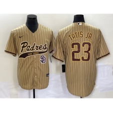 Men's San Diego Padres #23 Fernando Tatis Jr Tan NEW 2023 Cool Base Stitched Jersey