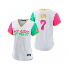 Women's San Diego Padres #7 Ha Seong Kim White 2022 City Connect Cool Base Stitched Baseball Jersey(Run Small)