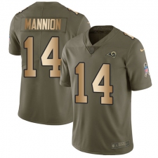 Youth Nike Los Angeles Rams #14 Sean Mannion Limited Olive/Gold 2017 Salute to Service NFL Jersey