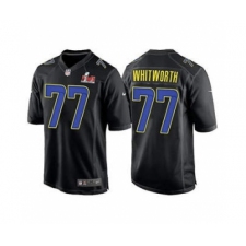 Men's Los Angeles Rams #77 Andrew Whitworth Black 2022 Super Bowl LVI Game Stitched Jersey