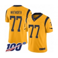 Men's Los Angeles Rams #77 Andrew Whitworth Limited Gold Rush Vapor Untouchable 100th Season Football Jersey