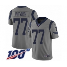 Men's Los Angeles Rams #77 Andrew Whitworth Limited Gray Inverted Legend 100th Season Football Jersey
