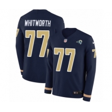 Men's Nike Los Angeles Rams #77 Andrew Whitworth Limited Navy Blue Therma Long Sleeve NFL Jersey