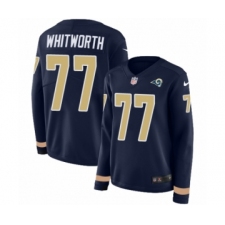 Women's Nike Los Angeles Rams #77 Andrew Whitworth Limited Navy Blue Therma Long Sleeve NFL Jersey