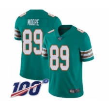 Men's Miami Dolphins #89 Nat Moore Aqua Green Alternate Vapor Untouchable Limited Player 100th Season Football Jersey