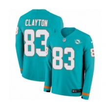 Men's Nike Miami Dolphins #83 Mark Clayton Limited Aqua Therma Long Sleeve NFL Jersey