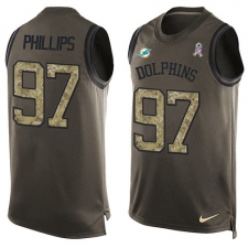 Men's Nike Miami Dolphins #97 Jordan Phillips Limited Green Salute to Service Tank Top NFL Jersey