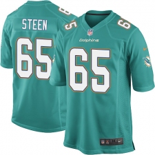 Men's Nike Miami Dolphins #65 Anthony Steen Game Aqua Green Team Color NFL Jersey