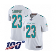 Men's Miami Dolphins #23 Cordrea Tankersley White Vapor Untouchable Limited Player 100th Season Football Jersey