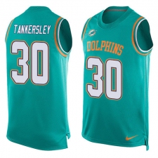 Men's Nike Miami Dolphins #30 Cordrea Tankersley Limited Aqua Green Player Name & Number Tank Top NFL Jersey