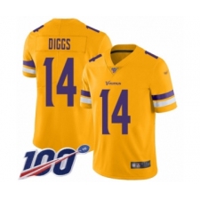 Men's Minnesota Vikings #14 Stefon Diggs Limited Gold Inverted Legend 100th Season Football Jersey