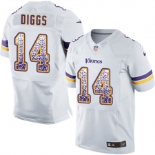 Men's Nike Minnesota Vikings #14 Stefon Diggs Elite White Road Drift Fashion NFL Jersey