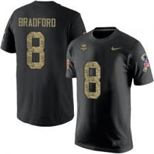 Nike Minnesota Vikings #8 Sam Bradford Black Camo Salute to Service T-Shirt
