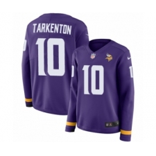 Women's Nike Minnesota Vikings #10 Fran Tarkenton Limited Purple Therma Long Sleeve NFL Jersey