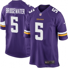 Men's Nike Minnesota Vikings #5 Teddy Bridgewater Game Purple Team Color NFL Jersey