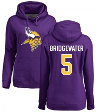 NFL Women's Nike Minnesota Vikings #5 Teddy Bridgewater Purple Name & Number Logo Pullover Hoodie