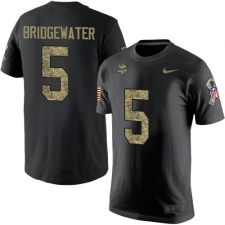 Nike Minnesota Vikings #5 Teddy Bridgewater Black Camo Salute to Service T-Shirt