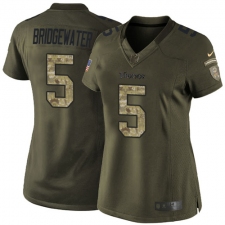 Women's Nike Minnesota Vikings #5 Teddy Bridgewater Elite Green Salute to Service NFL Jersey