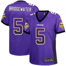 Women's Nike Minnesota Vikings #5 Teddy Bridgewater Elite Purple Drift Fashion NFL Jersey