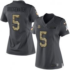 Women's Nike Minnesota Vikings #5 Teddy Bridgewater Limited Black 2016 Salute to Service NFL Jersey
