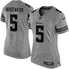Women's Nike Minnesota Vikings #5 Teddy Bridgewater Limited Gray Gridiron NFL Jersey