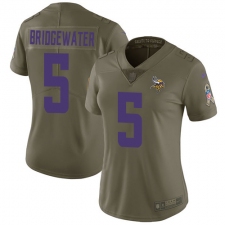 Women's Nike Minnesota Vikings #5 Teddy Bridgewater Limited Olive 2017 Salute to Service NFL Jersey