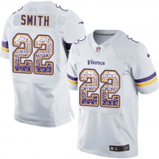 Men's Nike Minnesota Vikings #22 Harrison Smith Elite White Road Drift Fashion NFL Jersey