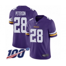 Men's Minnesota Vikings #28 Adrian Peterson Purple Team Color Vapor Untouchable Limited Player 100th Season Football Jersey
