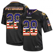 Men's Nike Minnesota Vikings #28 Adrian Peterson Elite Black USA Flag Fashion NFL Jersey