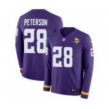 Men's Nike Minnesota Vikings #28 Adrian Peterson Limited Purple Therma Long Sleeve NFL Jersey