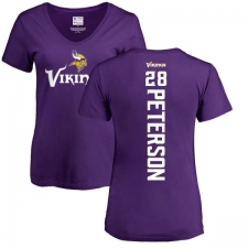 NFL Women's Nike Minnesota Vikings #28 Adrian Peterson Purple Backer Slim Fit T-Shirt