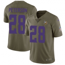 Youth Nike Minnesota Vikings #28 Adrian Peterson Limited Olive 2017 Salute to Service NFL Jersey