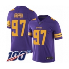 Men's Minnesota Vikings #97 Everson Griffen Limited Purple Rush Vapor Untouchable 100th Season Football Jersey