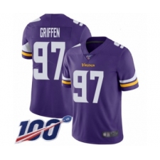 Men's Minnesota Vikings #97 Everson Griffen Purple Team Color Vapor Untouchable Limited Player 100th Season Football Jersey