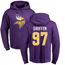 NFL Nike Minnesota Vikings #97 Everson Griffen Purple Name & Number Logo Pullover Hoodie