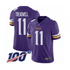 Men's Minnesota Vikings #11 Laquon Treadwell Purple Team Color Vapor Untouchable Limited Player 100th Season Football Jersey