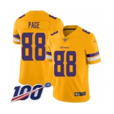 Men's Minnesota Vikings #88 Alan Page Limited Gold Inverted Legend 100th Season Football Jersey