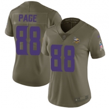 Women's Nike Minnesota Vikings #88 Alan Page Limited Olive 2017 Salute to Service NFL Jersey