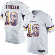 Men's Nike Minnesota Vikings #19 Adam Thielen Elite White Road Drift Fashion NFL Jersey
