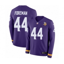 Men's Nike Minnesota Vikings #44 Chuck Foreman Limited Purple Therma Long Sleeve NFL Jersey